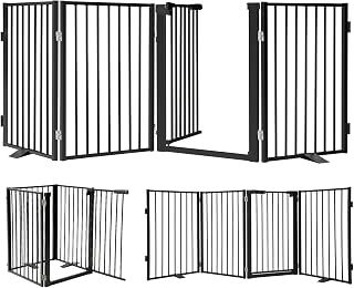 Snagle Paw Freestanding Dog Gate, 80" W x 24" H, 4-Panel, Black