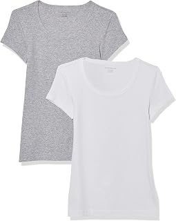 Amazon Essentials Women's Slim-Fit Cap-Sleeve Scoop Neck T-Shirt, Pack of 2