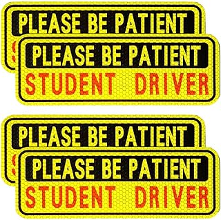 BFXM 4 PCS Student Driver Magnet for Car, New Driver Magnet for Car | Please Be Patient Funny Magnetic Student Driver,Reusable Movable Reflective Safety Warning Bumper Magnets