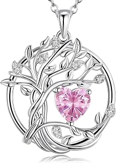 S925 Sterling Silver Tree Of Life Birthstone Necklace Jewelry For Women