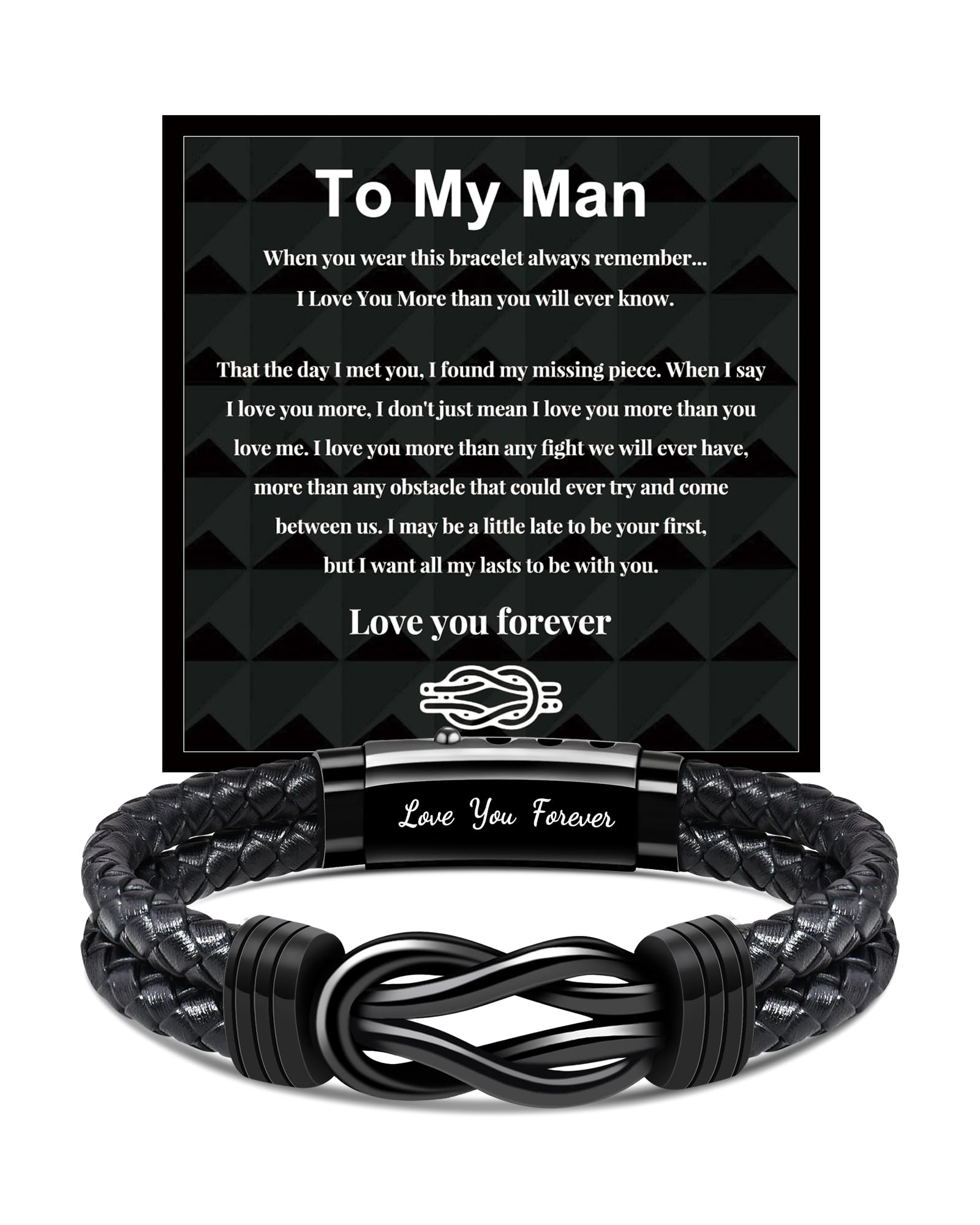 GBTBYS To My Man/Son/Dad Bracelet Birthday Gift Ideas Mens | Infinity Knot Leath