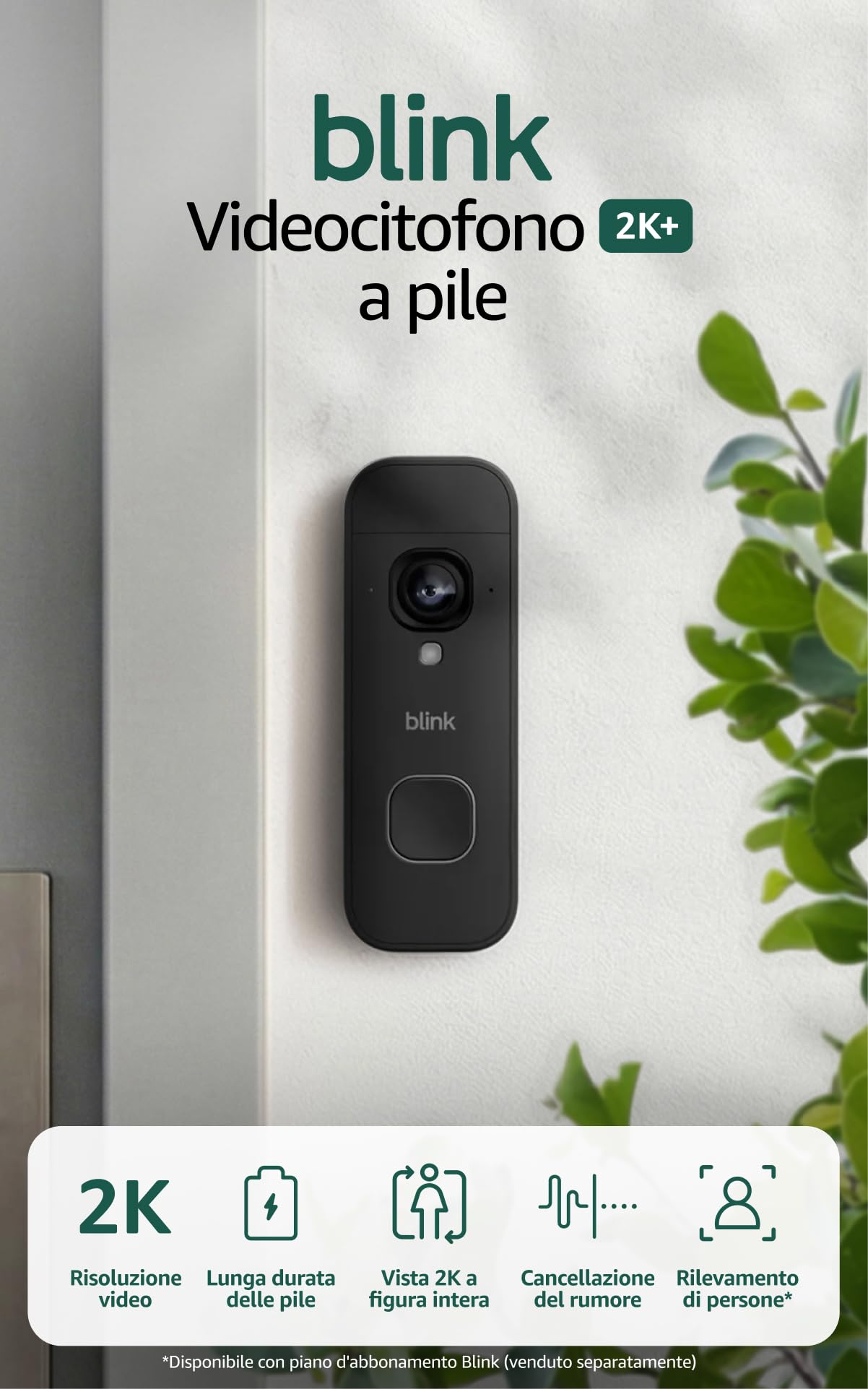Blink Battery Doorbell 2K+ (newest gen) | Head-to-toe view | 2K video | Enhanced