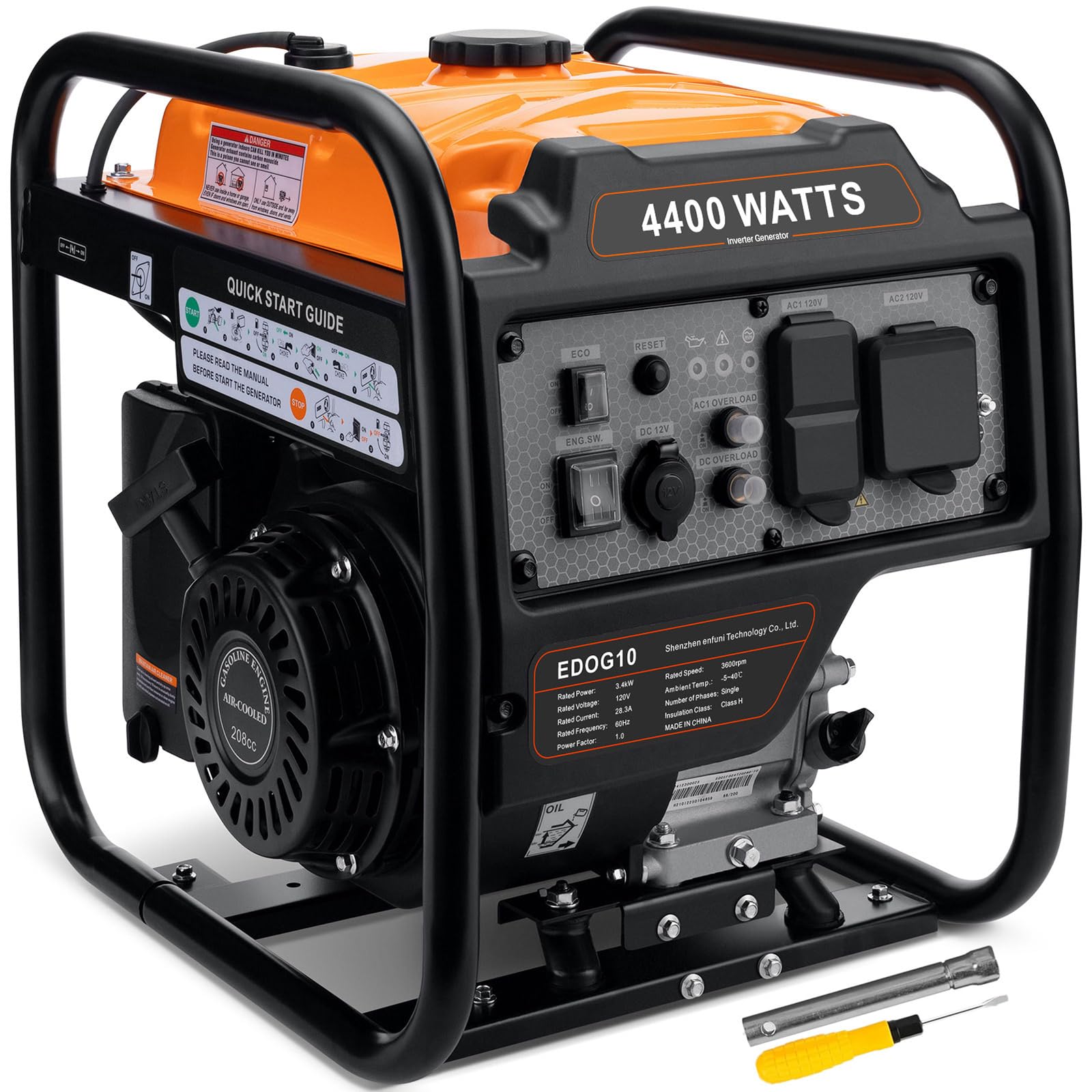 Oxseryn 4400-Watts Inverter Generator, Open Frame Generator Gas Powered, Emergen