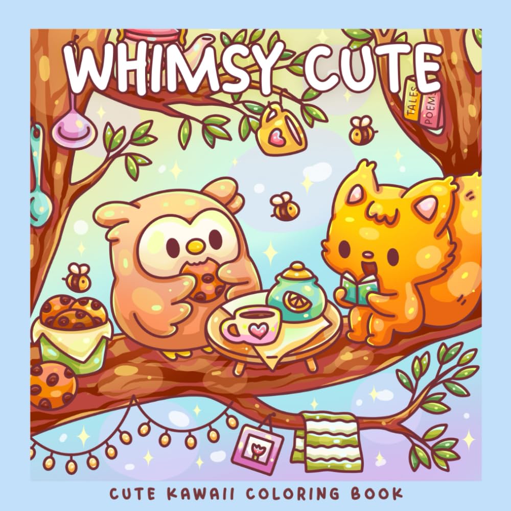 Whimsy Cute: A Kawaii Coloring Book with Adorable Woodland Animals & Cozy Whimsi
