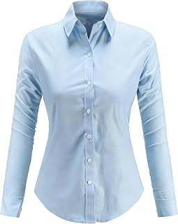 Womens Dress Shirts Oxford Cotton Cloth Button Down Ladies Office Blouse
