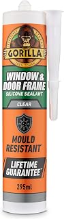 Gorilla Window & Door Clear Silicone Sealant, 295ml – Mould Resistant, 100% Waterproof Sealant, Rain Ready in 30 Minutes, Shrink & Crack Proof Sealant | Use on Window Frames, Doors & More