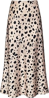 Outoshe Women's Satin High Waisted Maxi Skirts Hidden Elasticized Waistband A Line Long Skirt
