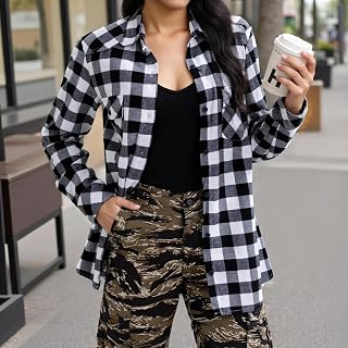 Women's Casual Long Sleeve Flannel Blouse