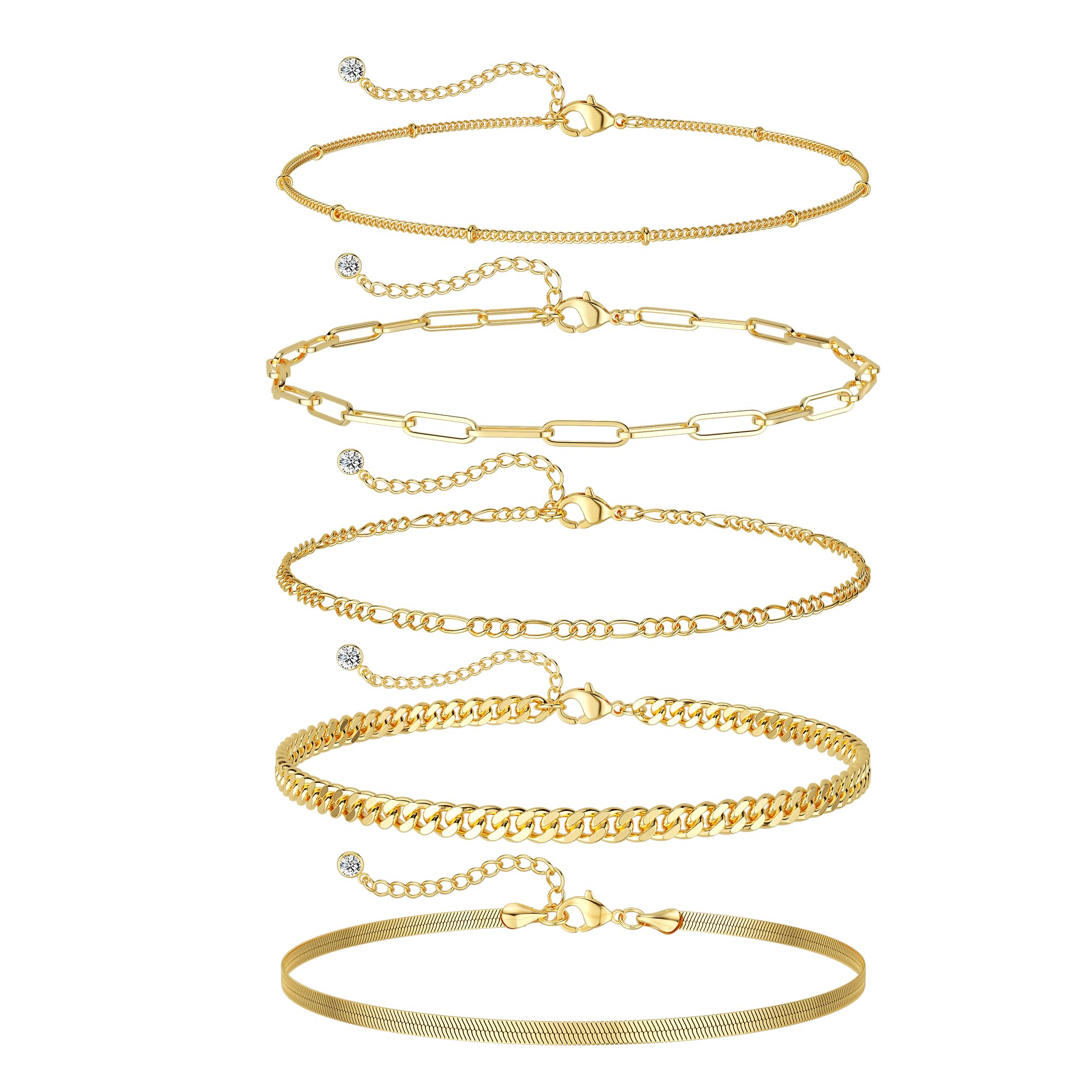 Dearmay Gold Bracelets for Women Waterproof, 14K Gold Plated Minimalist Bracelet
