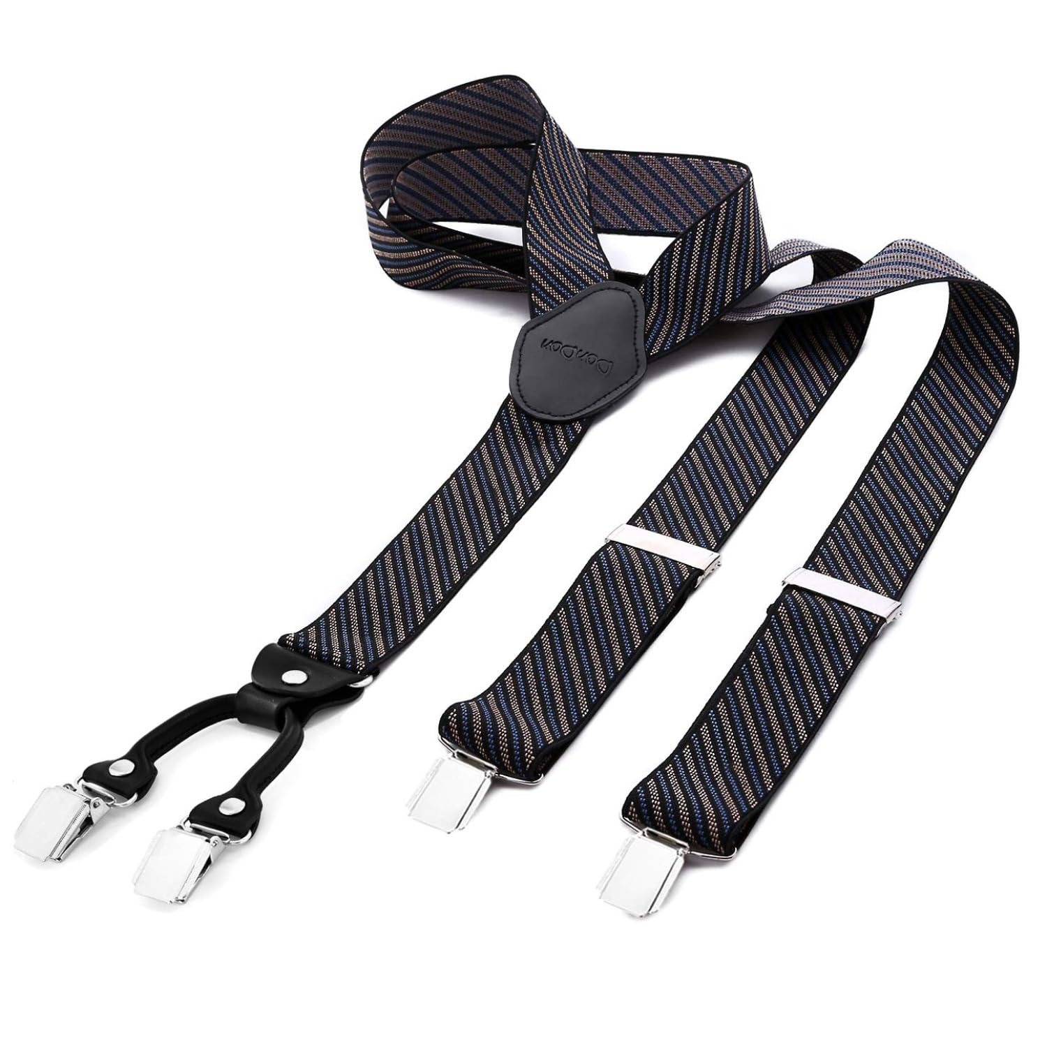 DonDon Braces for Men Trousers Adjustable Suspenders 3,5 cm 1,38" Wide 4 Clips w