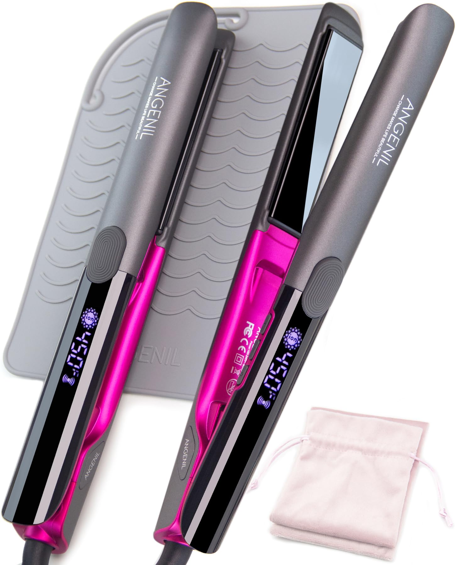 ANGENIL Titanium Hair Straighteners for Women, Heat Mat Hair Straighteners