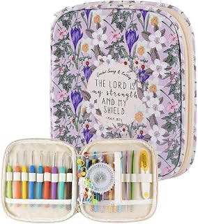 Crochet Hook Case,Portable Zipper Storage Organizer Bag for Crochet Hooks, Knitting Needles, Project & Sewing Supplies, Lightweight,Easy to Hold (No Accessories Included).Purple Lily