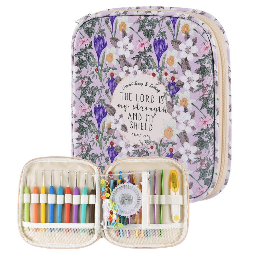 Crochet Hook Case,Portable Zipper Storage Organizer Bag for Crochet Hooks, Knitt