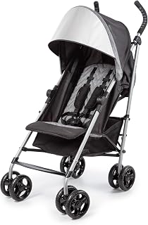 3Dlite ST Convenience Stroller, Black & Gray - Lightweight Stroller with Steel Frame, Large Seat Area, Multi-Position Recline, Large Storage Basket - Infant Stroller for Travel and More