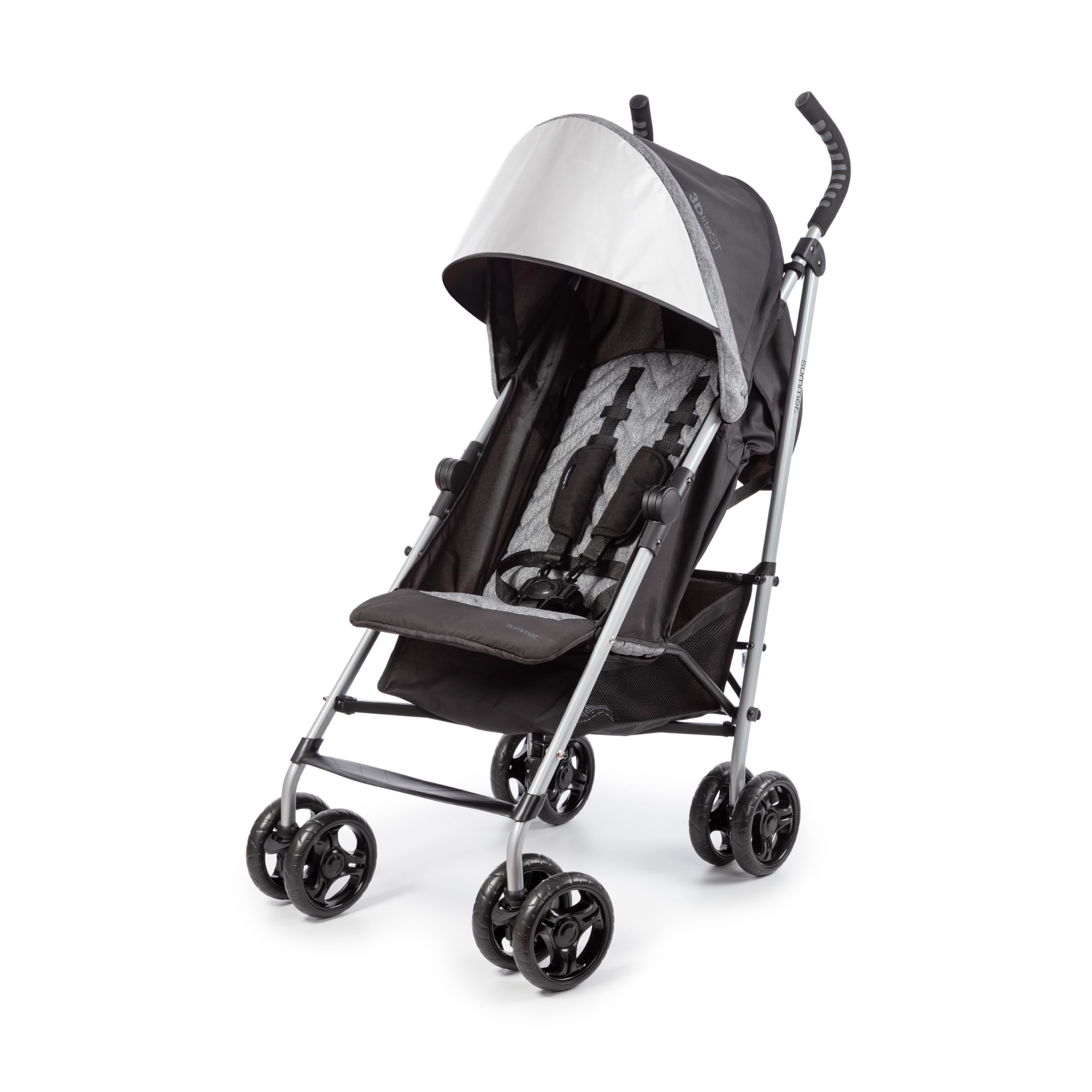 3Dlite ST Convenience Stroller, Black & Gray - Lightweight Stroller with Steel F