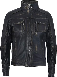 Infinity Leather Men Racer 100% Leather Motorcycle Jacket Distressed