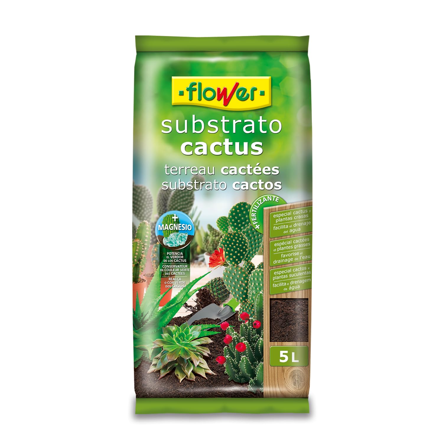 Flower - Substrate for Cactus and Succulent 5 L | Drainage and Aeration | with A