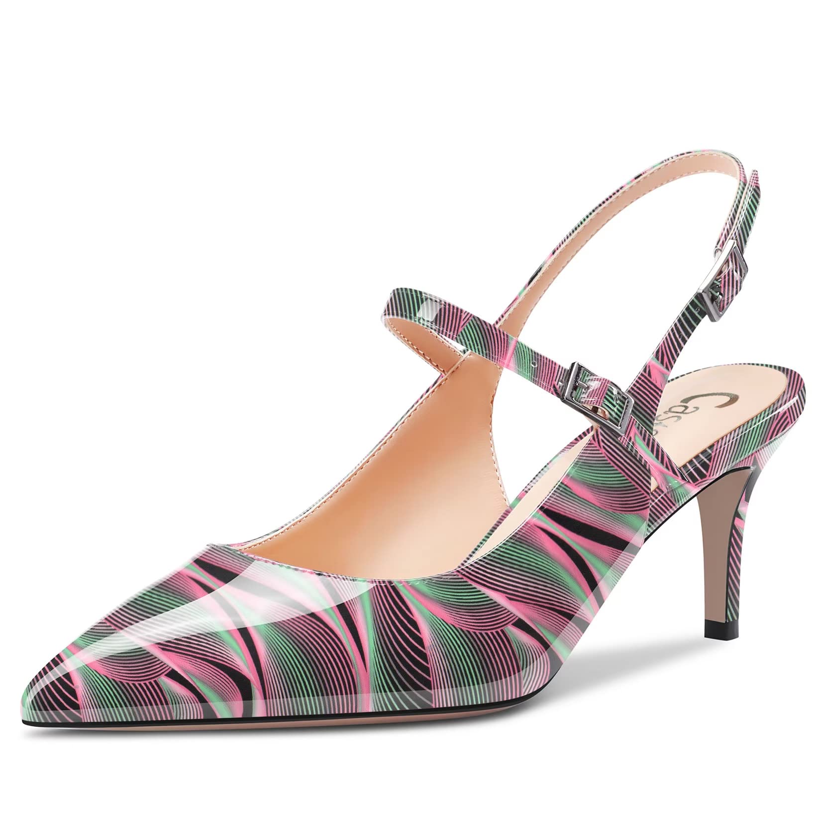 Castamere Zapatos de tacón medio para mujer, con puntera puntiaguda, con tirante