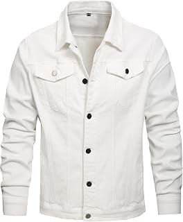 QIMYUM Jean Jacket For Men, Distressed Slim Denim Jacket