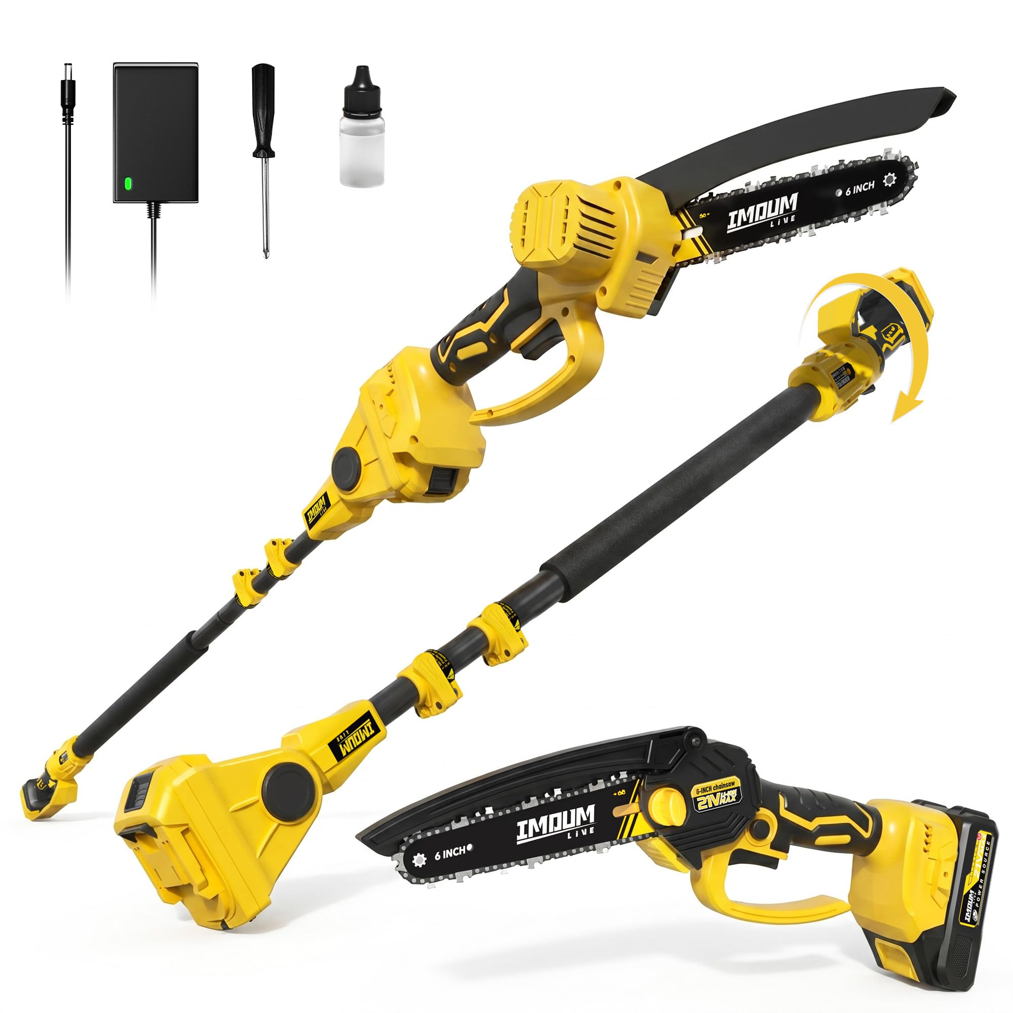 6-Inch Electric Pole Saws for Tree Trimming, 2-in-1 Cordless Mini Chainsaw | wit