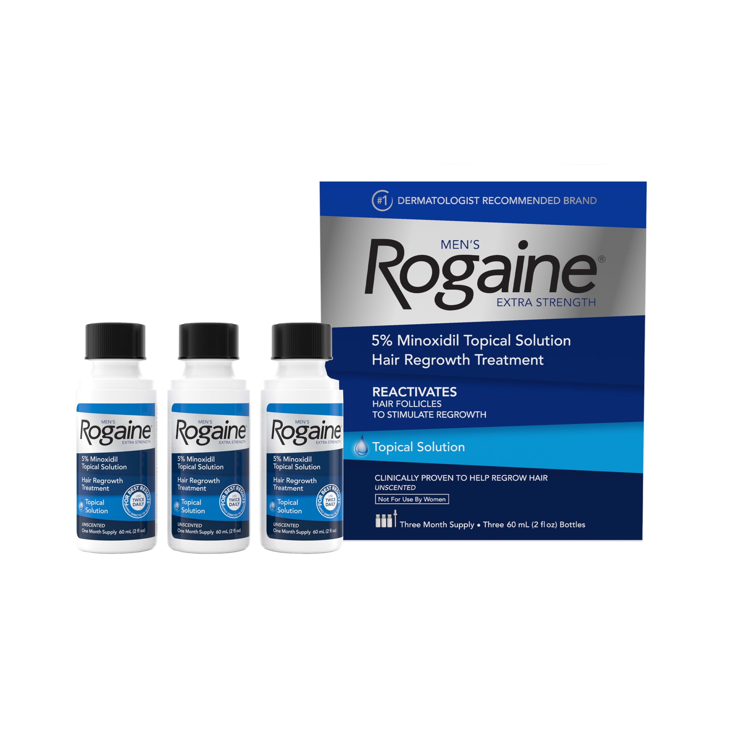 Men's Rogaine Extra Strength 5% Minoxidil Topical Solution, 3 x 2 fl. oz | Hair 
