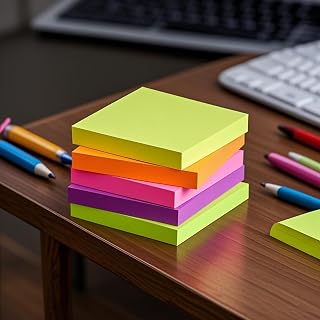 Sticky Notes 3 x 3 inches, bright color self-stick pad, easy to stick and remove, perfect for organizing office, school and home