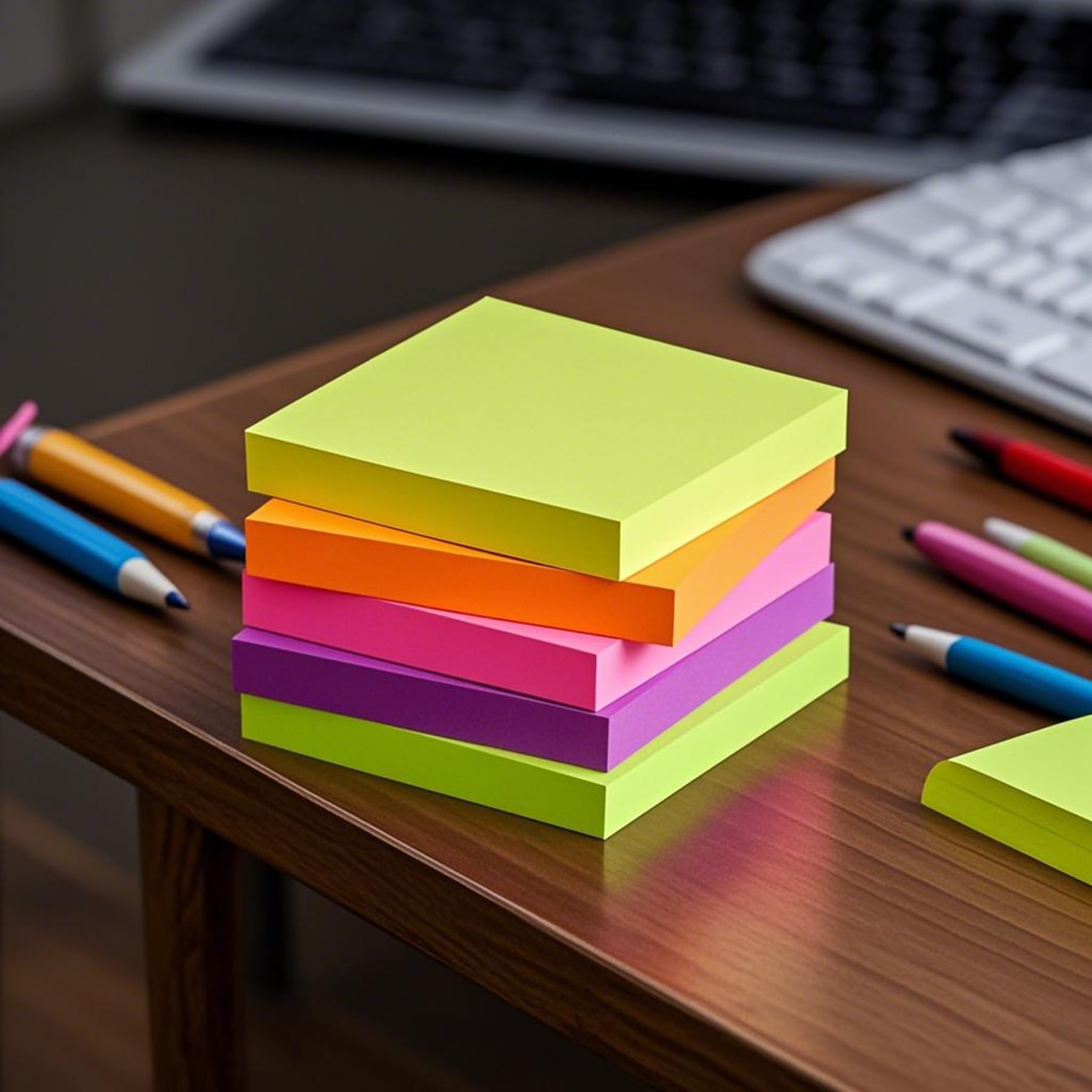 Sticky Notes 3 x 3 inches, bright color self-stick pad, easy to stick and remove