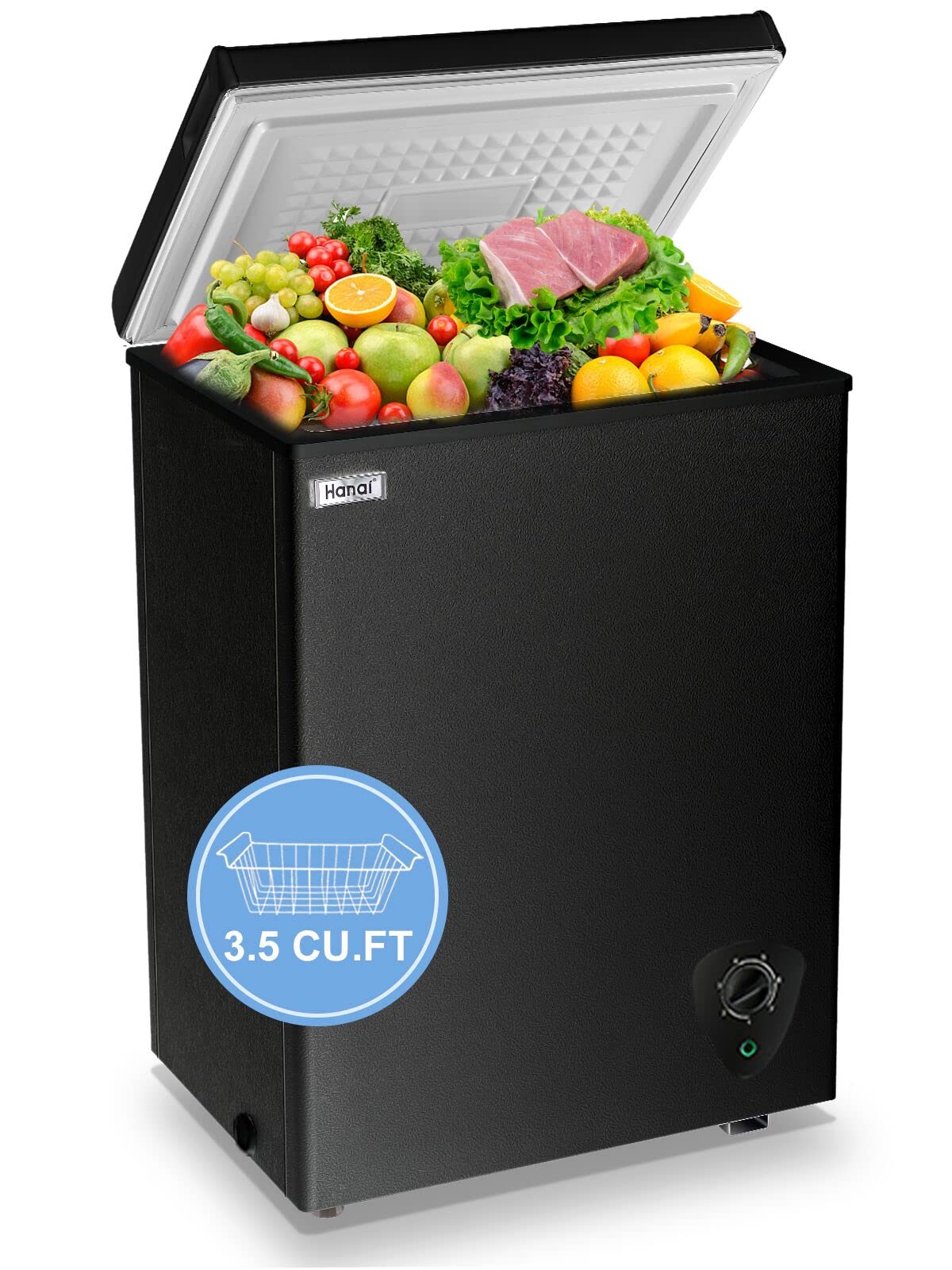 Chest Freezer 3.5 Cu.Ft Small Deep Freezer for Apartment Kitchen, Black | Free-S