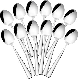 OTTO KONING Leipzig Teaspoons Set of 12, Silver Stainless Steel, Polished | Silver stainless steel, mirror-polished finish, 15.3 cm length, 2.5 mm thick, dishwasher safe, for tea, coffee, dessert