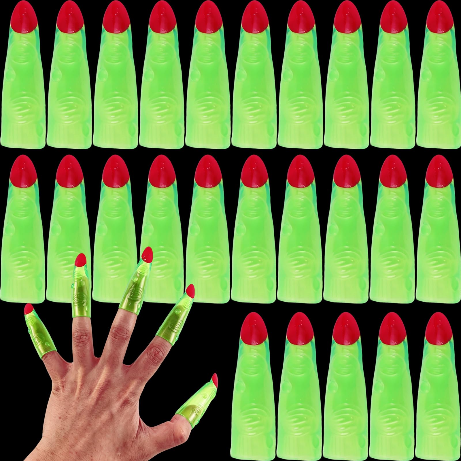RONYOUNG 35PCS Halloween Witches Fingers Glow in The Dark Fake Monster Finger Pu