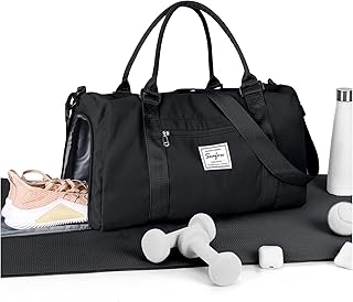 BJLFS Gym Bag Womens Men with Shoes Compartment Sports Duffel Gym Tote Bags | Travel Duffel Bags Weekender Overnight Bag with Wet Pocket Airline Approved Personal Item Bag Fits Under-seat