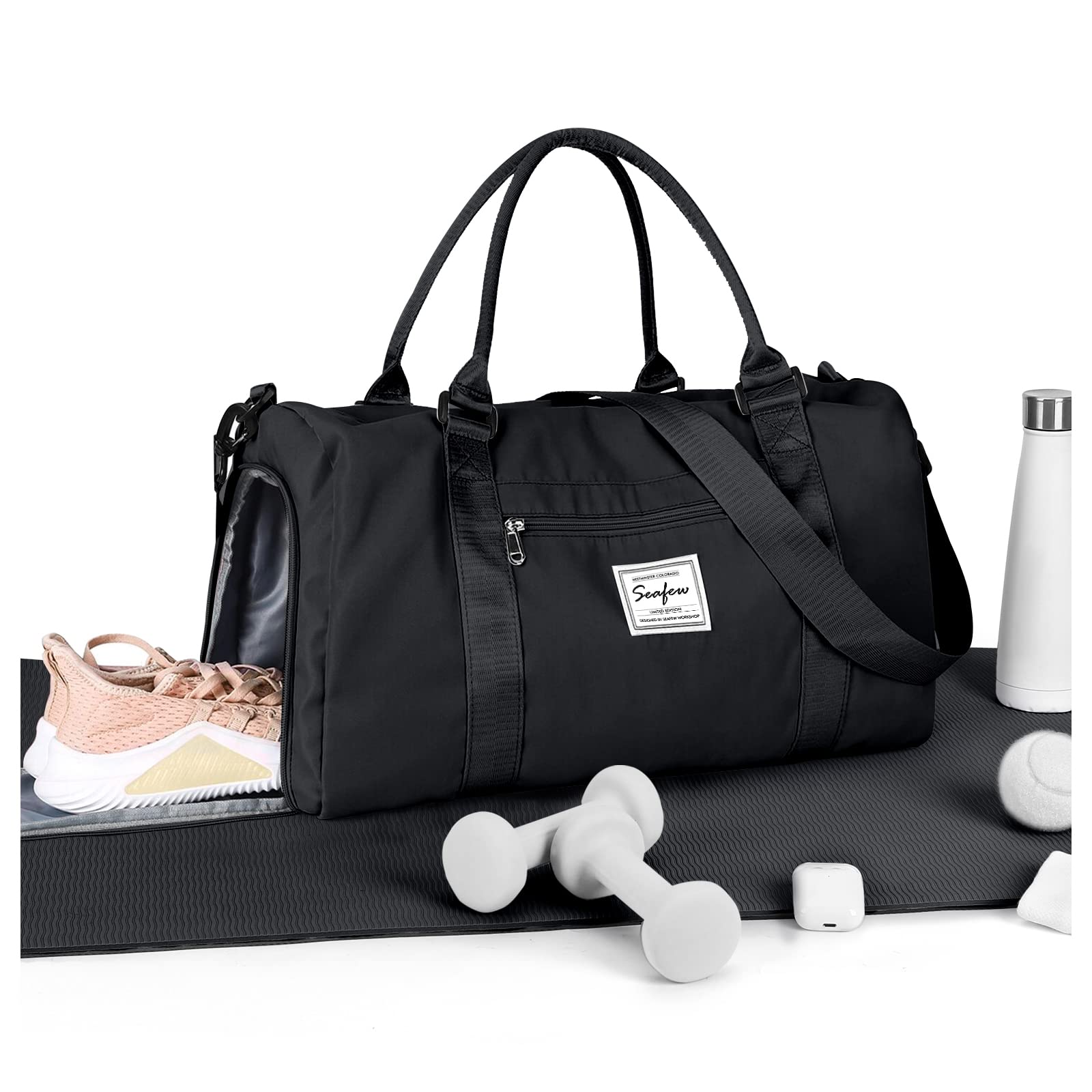 BJLFS Gym Bag Womens Men with Shoes Compartment Sports Duffel Gym Tote Bags | Tr