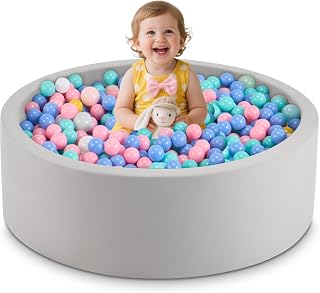 AUNEKIV 35.4" x 11.8" Foam Ball Pit for Toddlers, Baby Round Ball Pits for Babies 1 Years Up, Soft Kids Balls Pool for Boys and Girls, Balls Not Included, Grey
