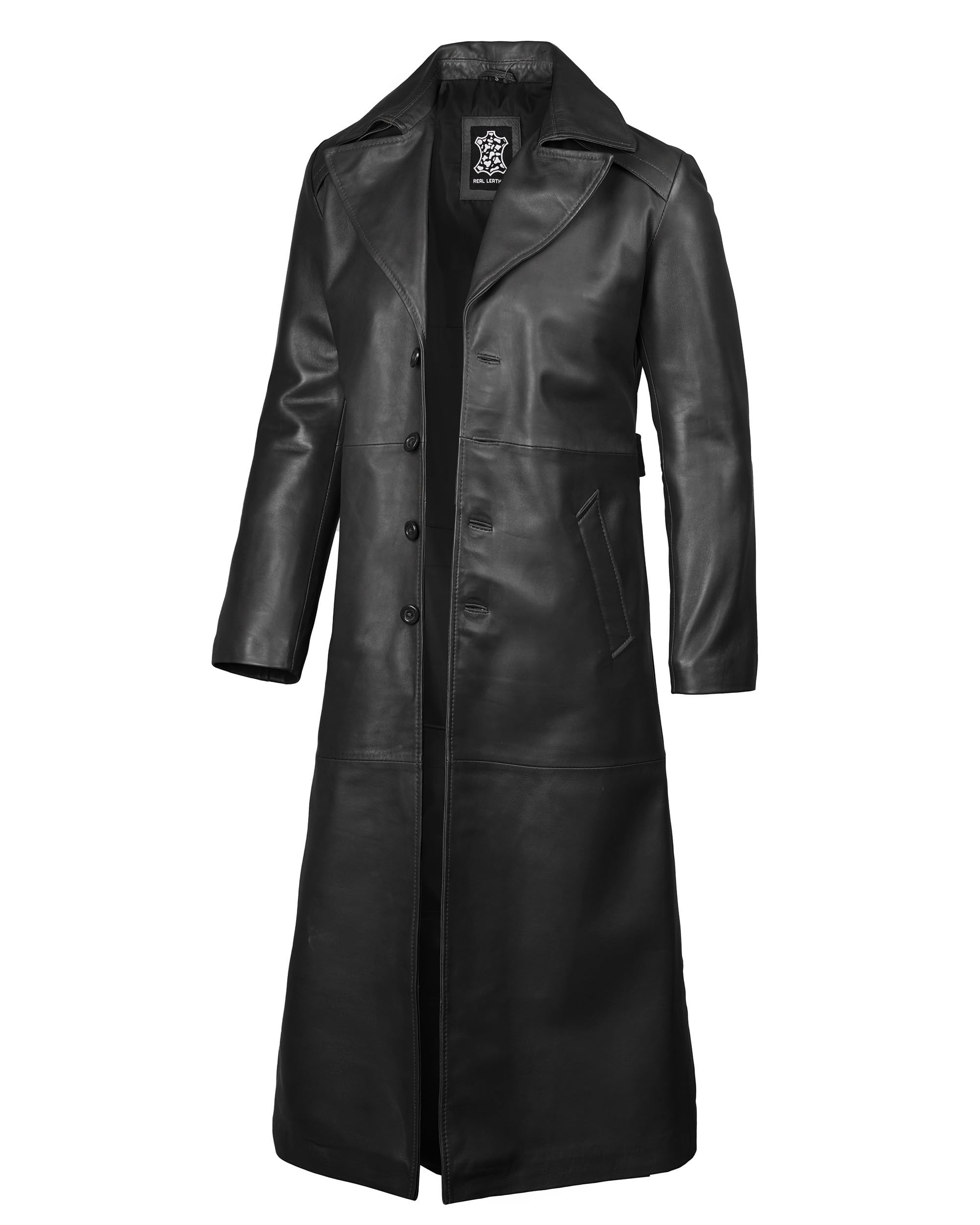 fjackets Leather Long Coat Men - Real Lambskin Leather Trench Coats For Men Casu