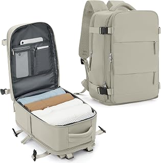 SZLX for Ryanair Cabin Bags 40x20x25 Underseat Carry-ons Bag,Easyjet Cabin Bag Travel Backpack Cabin Size Hand Luggage with Water Bottle Holder Laptop Backpack 14 inch Waterproof Women Grey Brown
