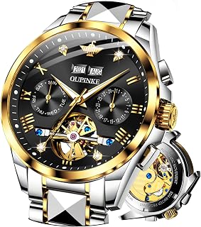 OLEVS Luxury Men's Watch Big Face Stainless Steel Gold Watch with Day Date