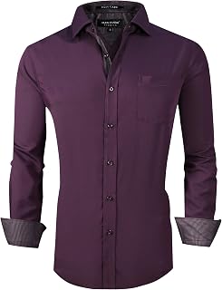 Alex Vando Men's Crease-Free Regular Fit Stretch Viscose Bamboo Button Down