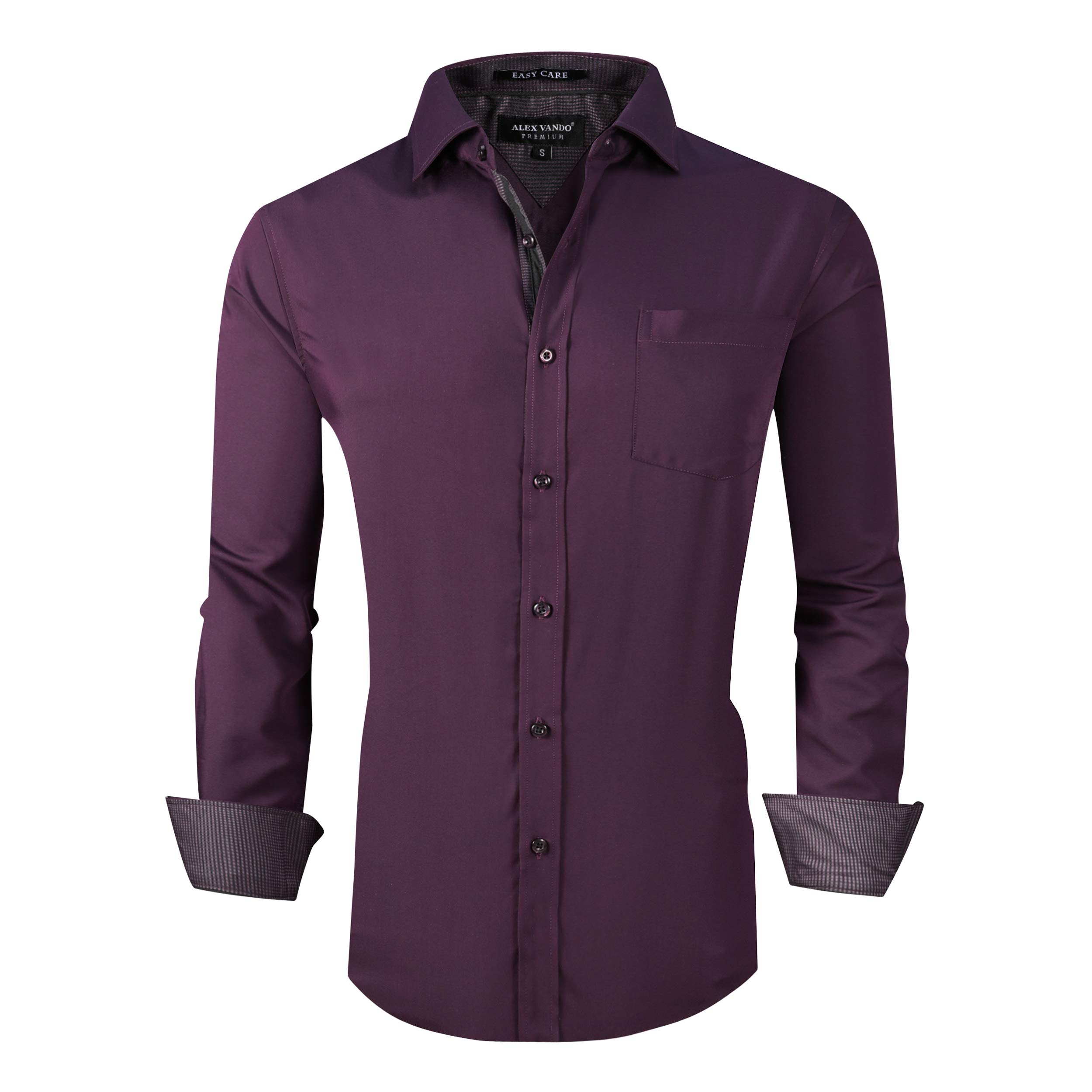 Alex Vando Men's Crease-Free Regular Fit Stretch Viscose Bamboo Button Down