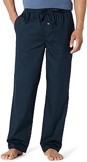 Amazon Essentials Men's Pyjama Bottoms Long Cotton Straight Fit Elastic Waist
