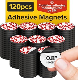 Round Flexible Magnets with Adhesive Backing - (120pcs 0.8"x0.08"/2x0.2cm) Magnetic Dots for Whiteboard, Fridge - Stickers for Planning and Organization - Teacher Must Have - Classroom Supplies