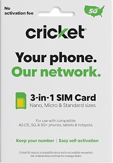 Cricket Wireless BYOD SIM Card Kit 5G, 5G+, 4G, LTE