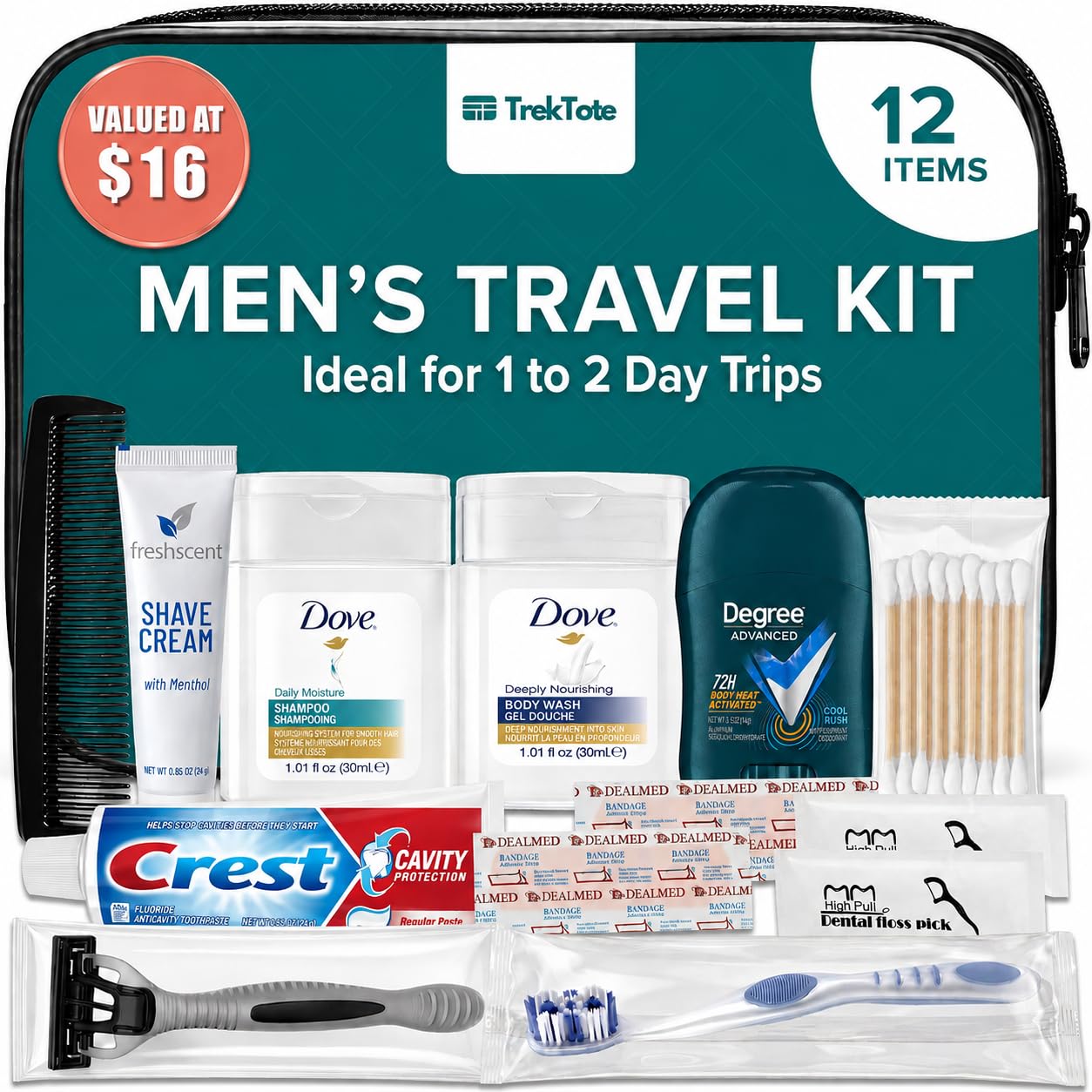 Mens Travel Kit Travel Essentials TSA Approved Toiletry Bag &amp; Toiletries | S