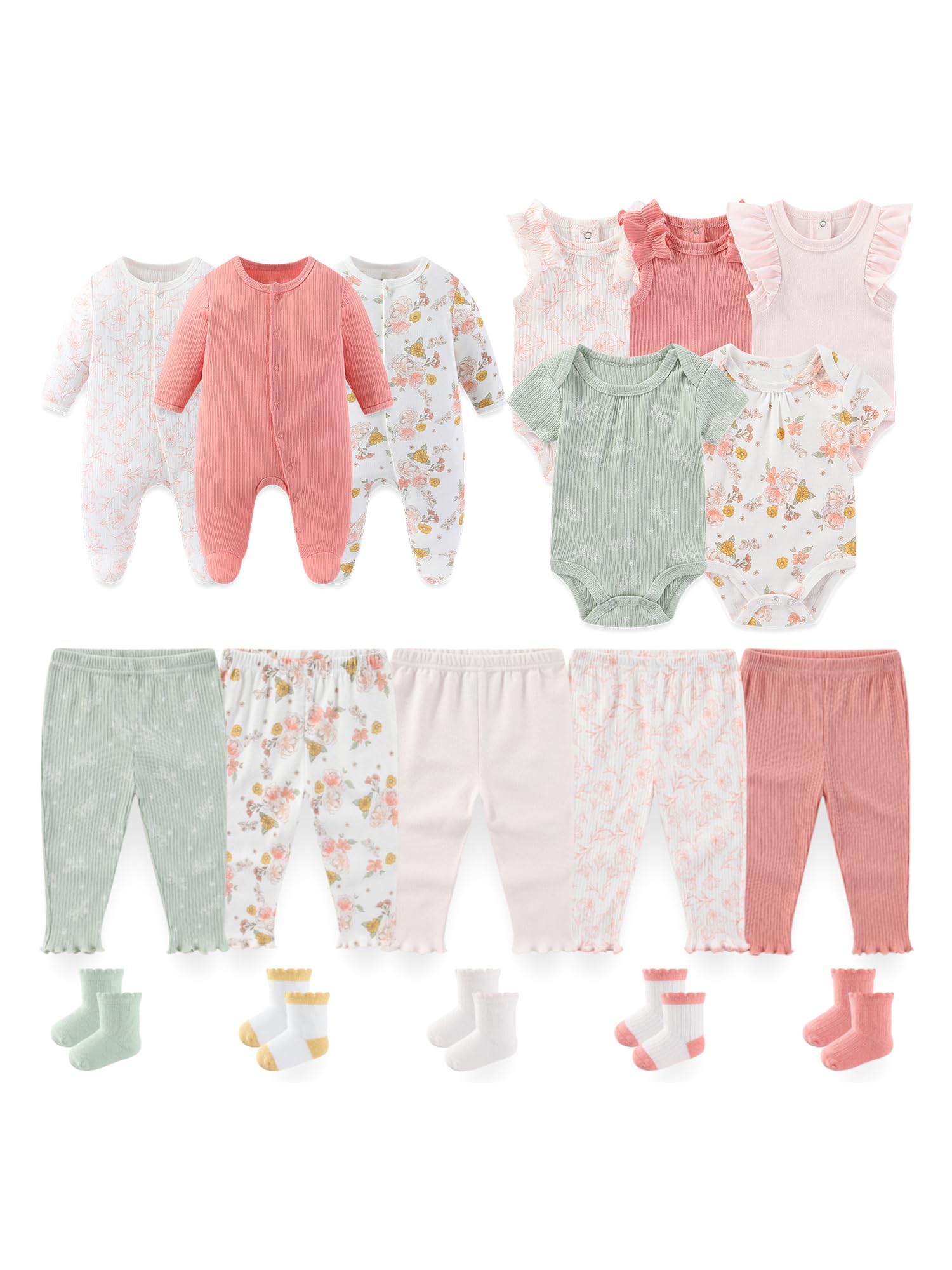 BIGBIGKISS Baby Boy Girl Clothes 18 Piece Layette Gift Set and Accessories