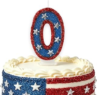 Red Blue Sequin Birthday Number 0 Candles for Cake Topper Party Decorations
