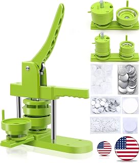 Happizza Button Maker Machine Multiple-Sizes - Pin Maker Machine 1.25 inch+2.25 inch, Interchangeable Button-models Badge Button Press Machine with 200 Sets 32+58mm Button Maker Supplies&amp;Circle Cutter