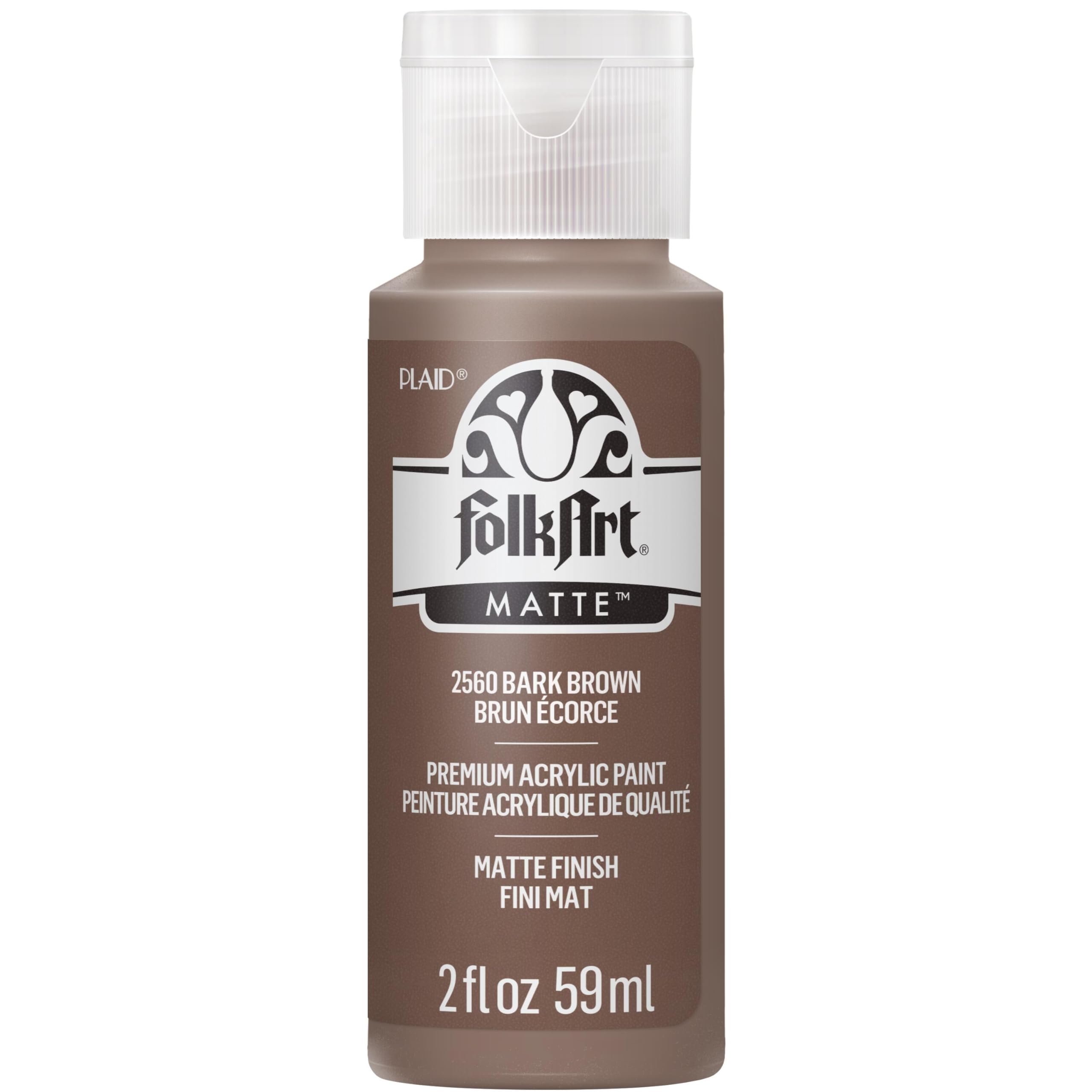 FolkArt Acrylic Paint in Assorted Colors (2 oz), 2560, Bark Brown
