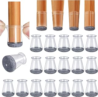 GICUNK 32 Pieces New Round Chair Pads (Suitable for: 13-2.2 cm) | Silicone Chair Leg Caps Transparent Chair Feet Covers for Wooden Floors