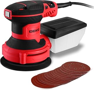 DEKOPRO Electric Sander with 16 Sandpapers, 14000RPM, 5-Inch, High Performance Dust Collection - For Woodworking (Renewed)