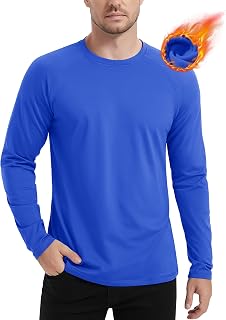 MAGCOMSEN Camiseta térmica para hombre, con forro polar, manga larga, capa base atlética, camiseta de entrenamiento