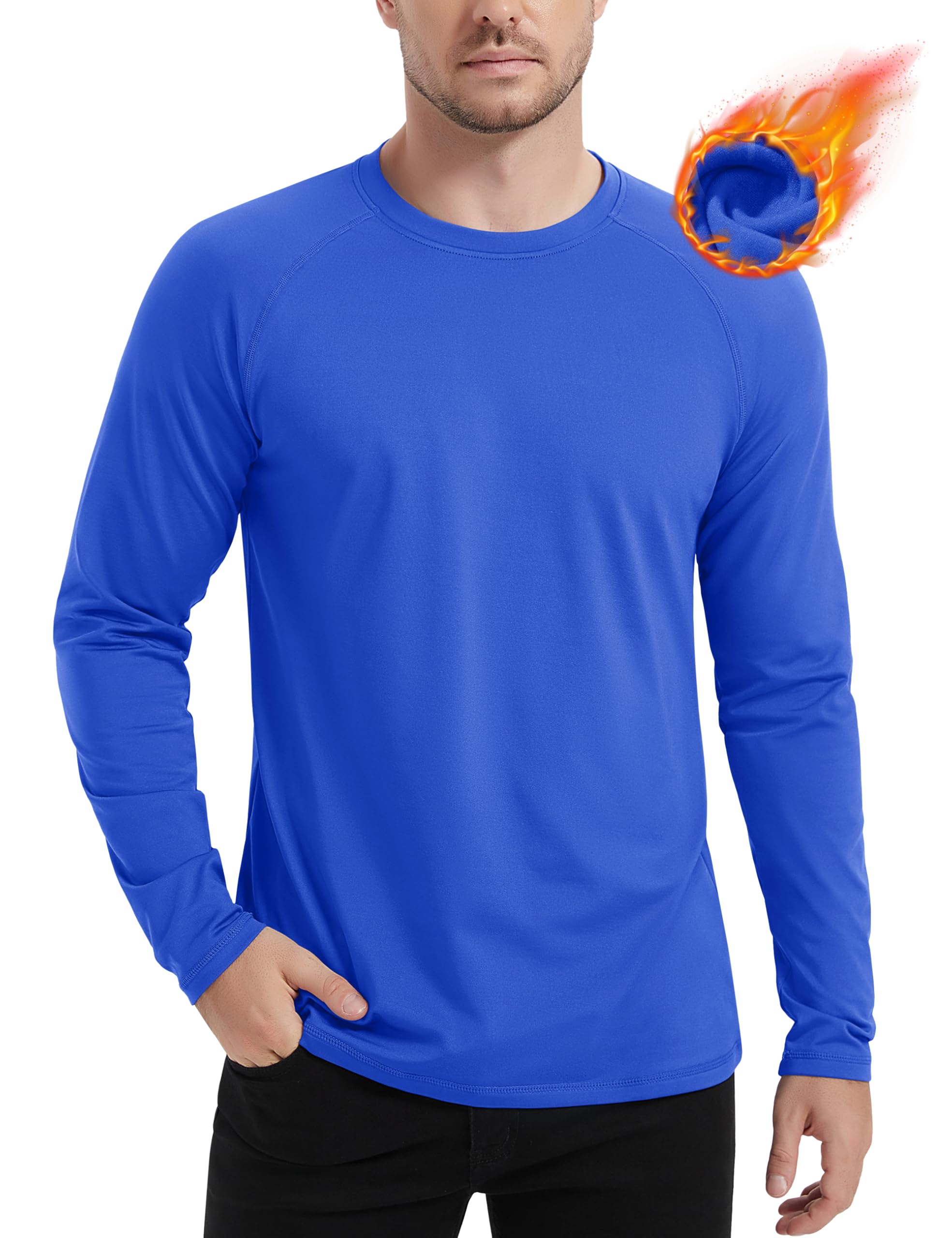 MAGCOMSEN Camiseta térmica para hombre, con forro polar, manga larga, capa base 